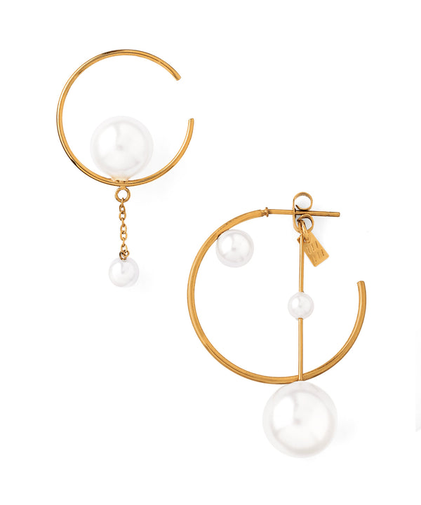Pearl Asymmetric Hoop Earrings [Surgical Stainless Steel] [Ownideal]