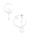 Pearl Asymmetric Hoop Earrings [Surgical Stainless Steel] [Ownideal]