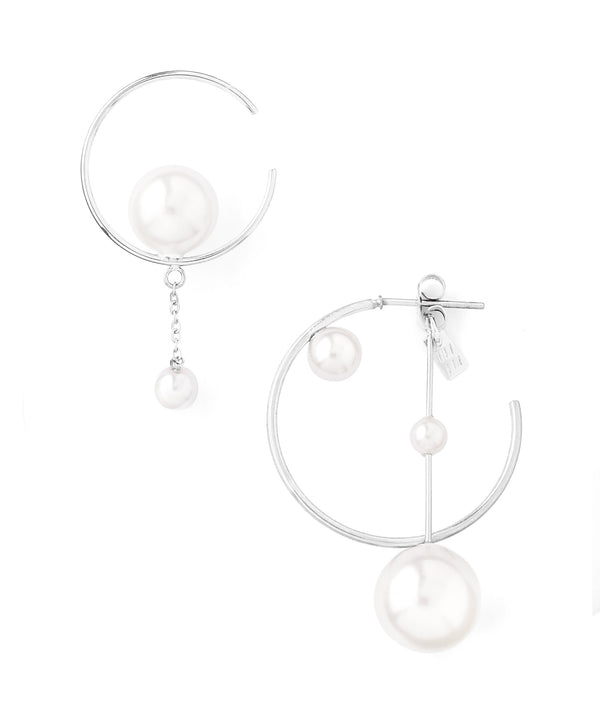 Pearl Asymmetric Hoop Earrings [Surgical Stainless Steel] [Ownideal]