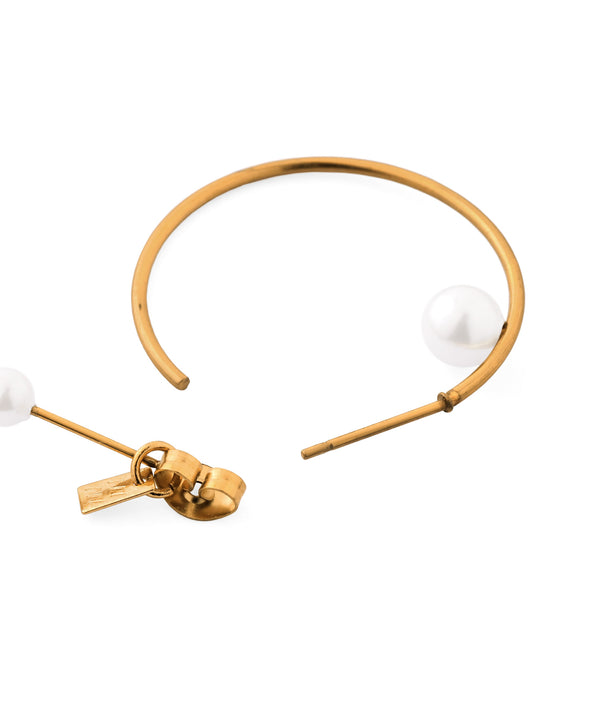 Pearl Asymmetric Hoop Earrings [Surgical Stainless Steel] [Ownideal]