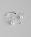 Pearl Asymmetric Hoop Earrings [Surgical Stainless Steel] [Ownideal]