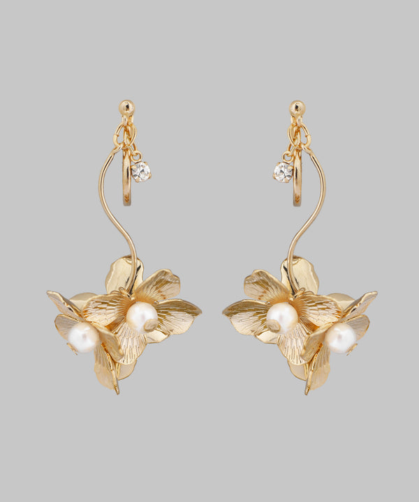 ANEMONE】パール×スイングフラワーイヤリング｜アネモネ・シエナロゼ