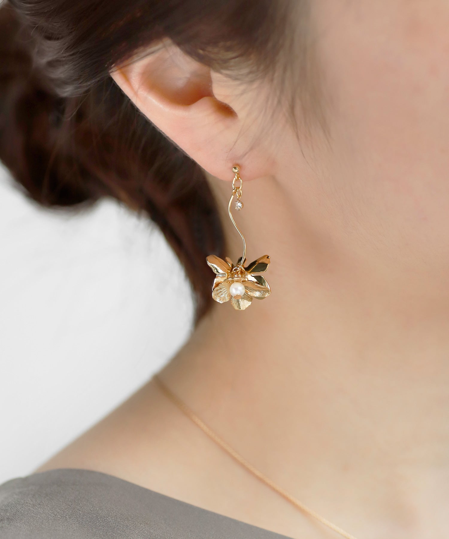 ANEMONE】パール×スイングフラワーピアス｜アネモネ・シエナロゼ