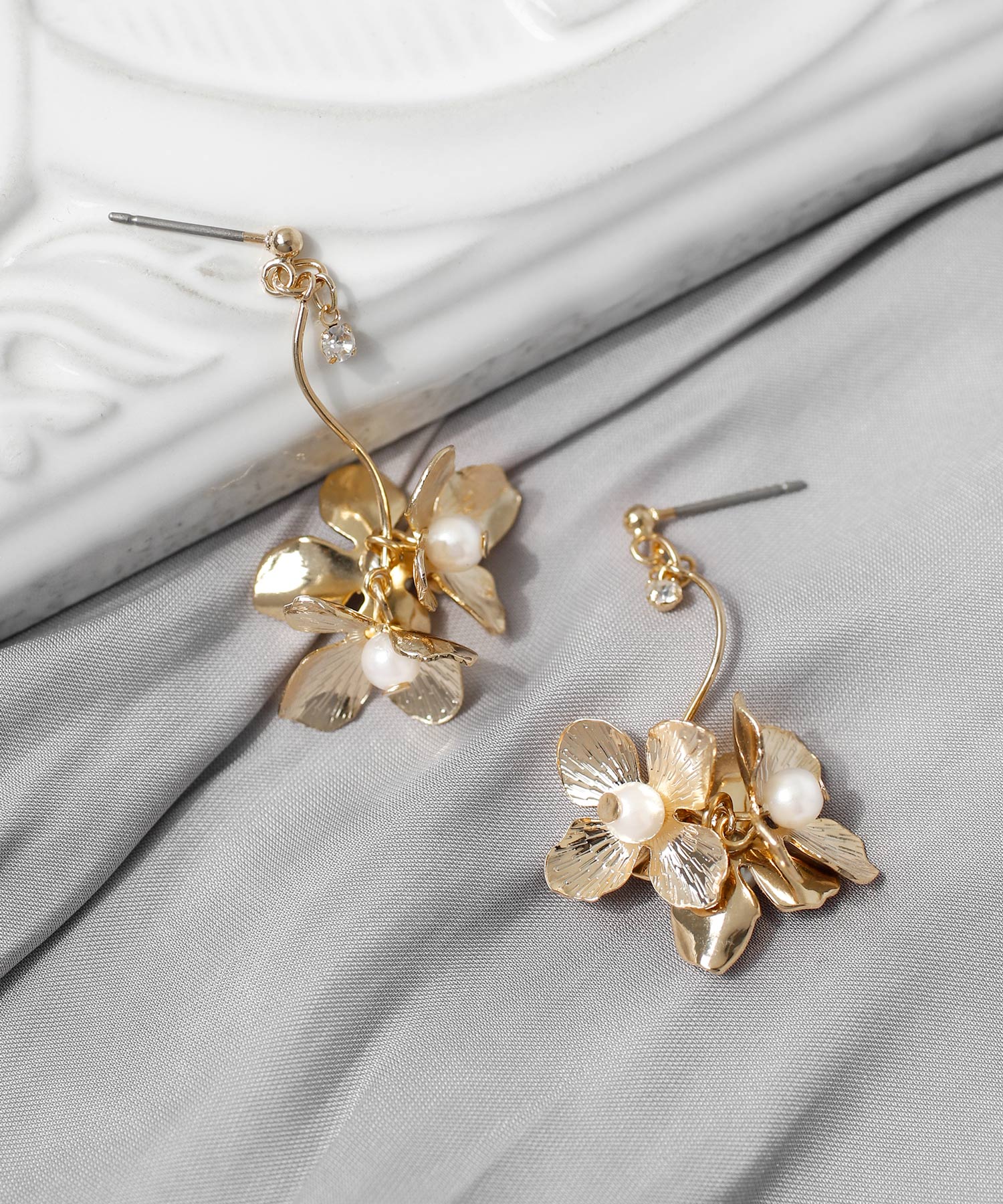 ANEMONE】パール×スイングフラワーピアス｜アネモネ・シエナロゼ