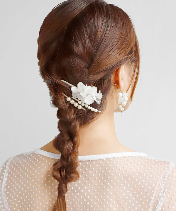 パール×フラワーヘアピン[3本セット][Hanayome]
