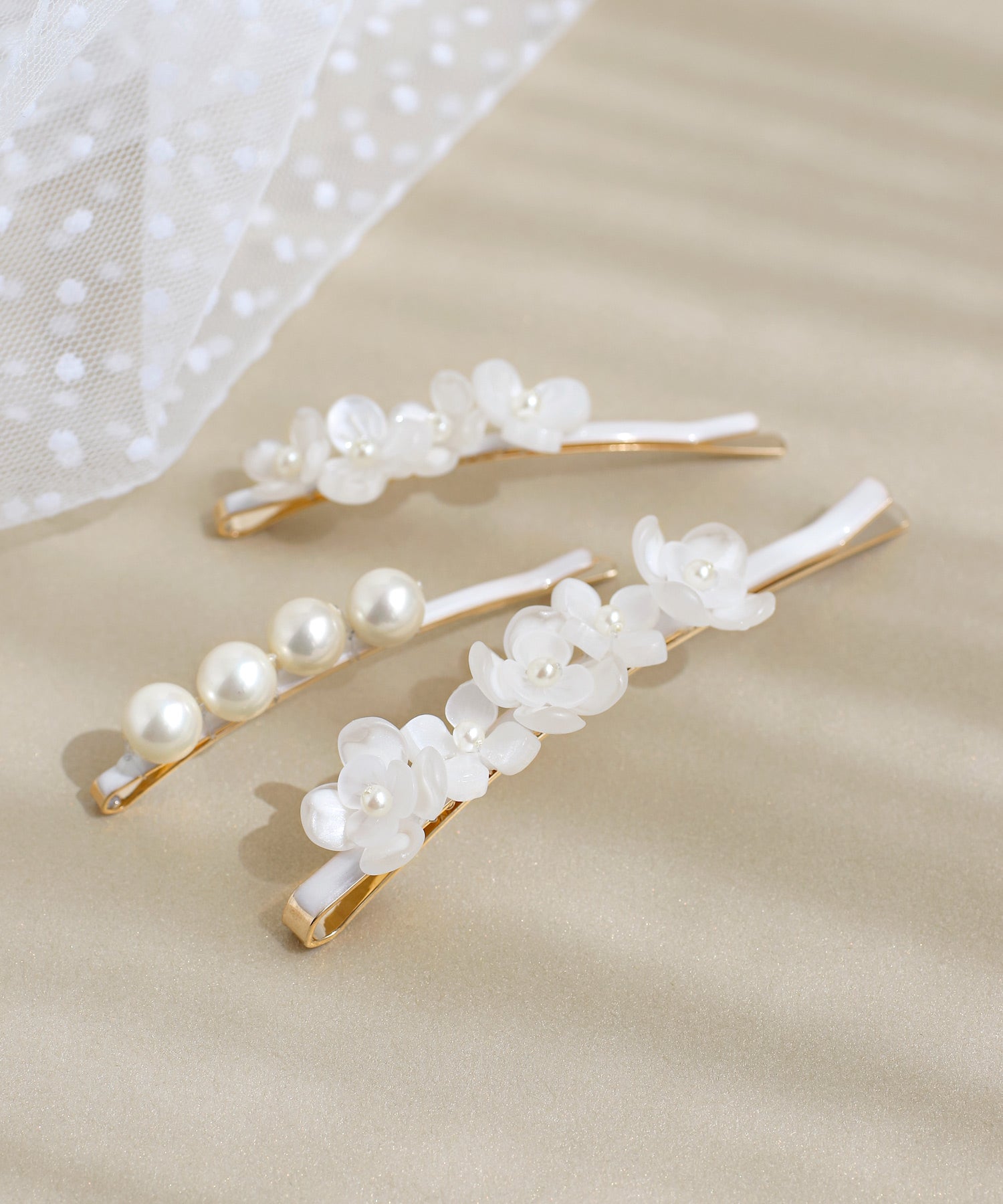 ANEMONE】パール×フラワーヘアピン[3本セット][Hanayome]｜SANPO