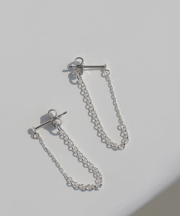 コンビチェーンバックキャッチピアス[silver925][Basic]