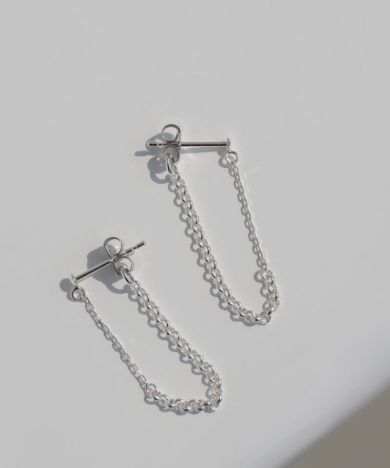 コンビチェーンバックキャッチピアス[silver925][Basic]