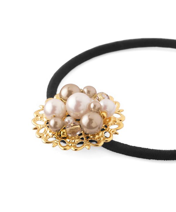 パール×ビーズヘアゴム