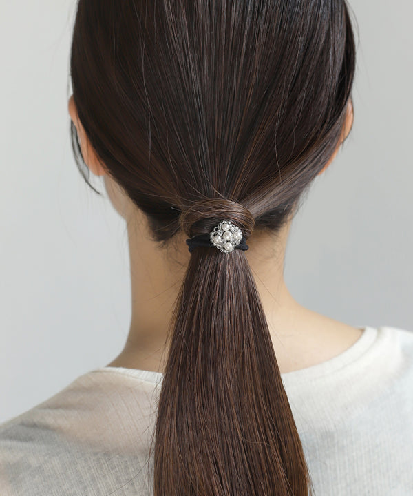 ビーズ×ビジューヘアゴム