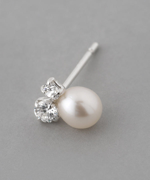 パール×ビジューピアス[silver925][Basic]