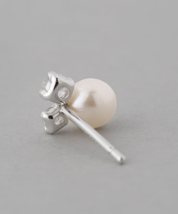 パール×ビジューピアス[silver925][Basic]