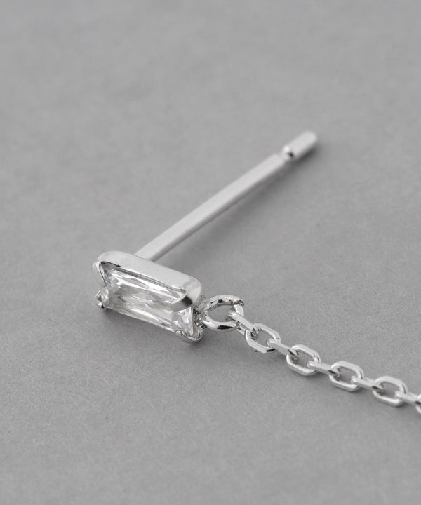 ビジュー×チェーンピアス[silver925][Basic]