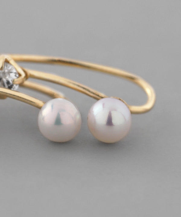 パール×ビジューアシメピアス[K10][Basic]