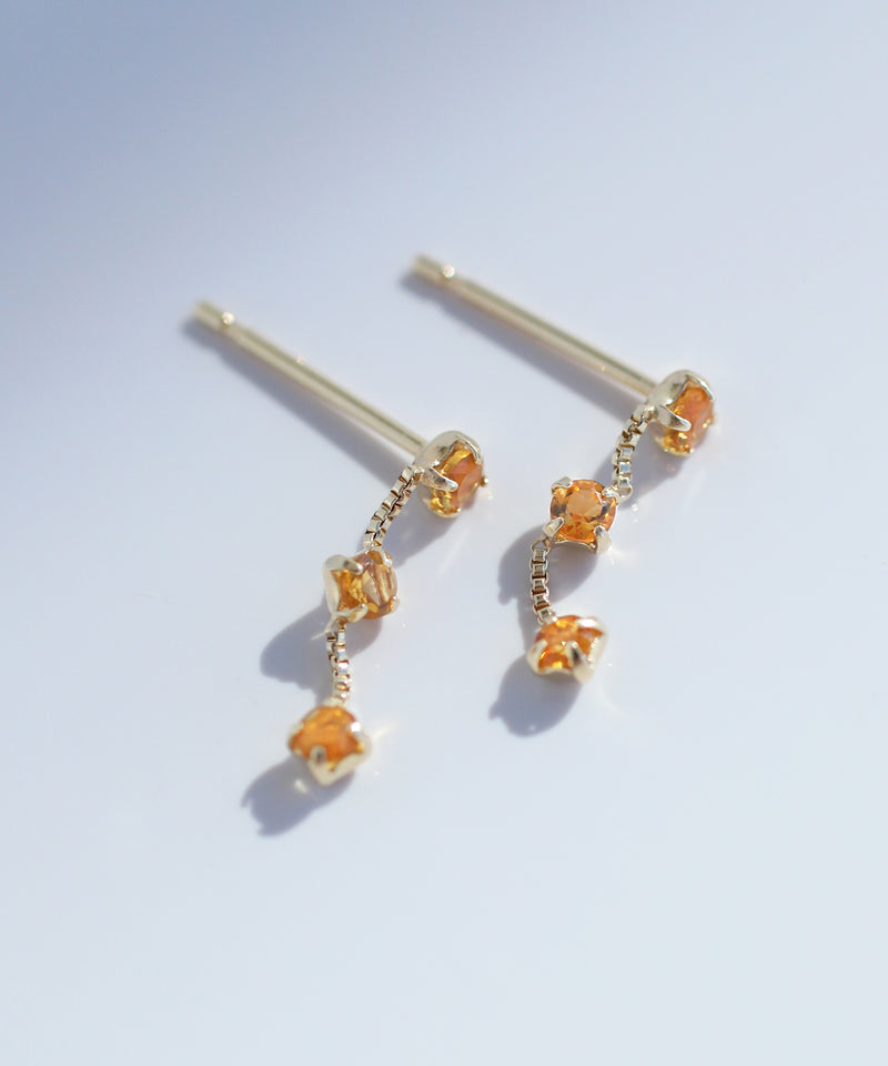 Natural stone station earrings [K10][Basic]