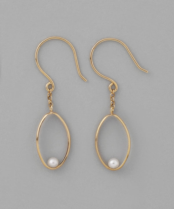 淡水パール×オーバルフックピアス[K10][Basic]