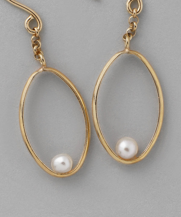 淡水パール×オーバルフックピアス[K10][Basic]