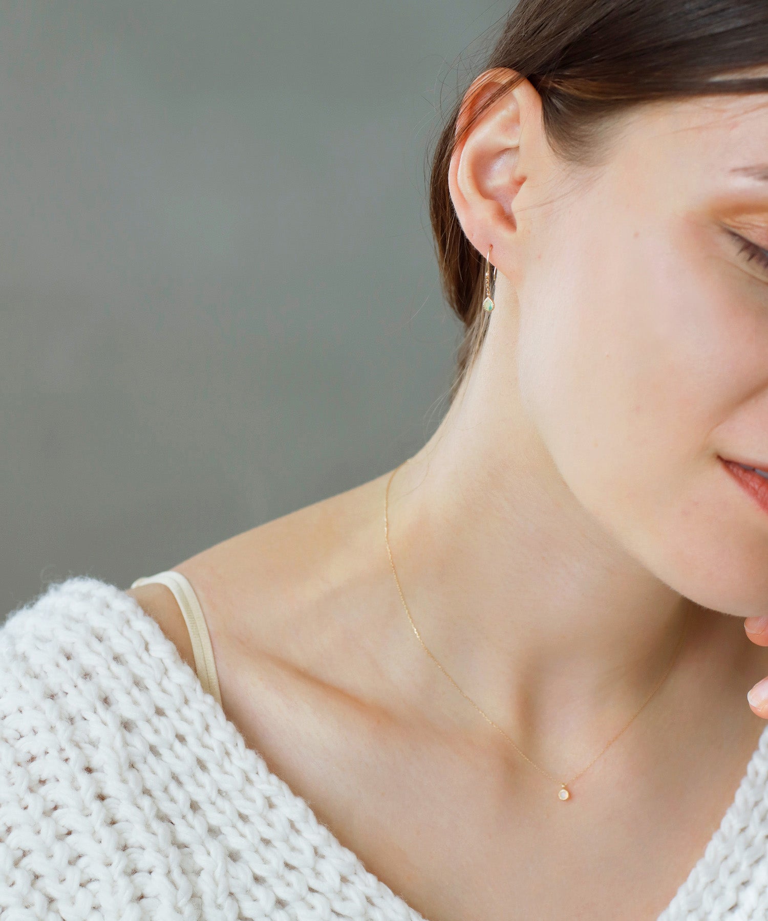 mimi33】オパールフックピアス[K10][Basic]｜アネモネ・シエナロゼ