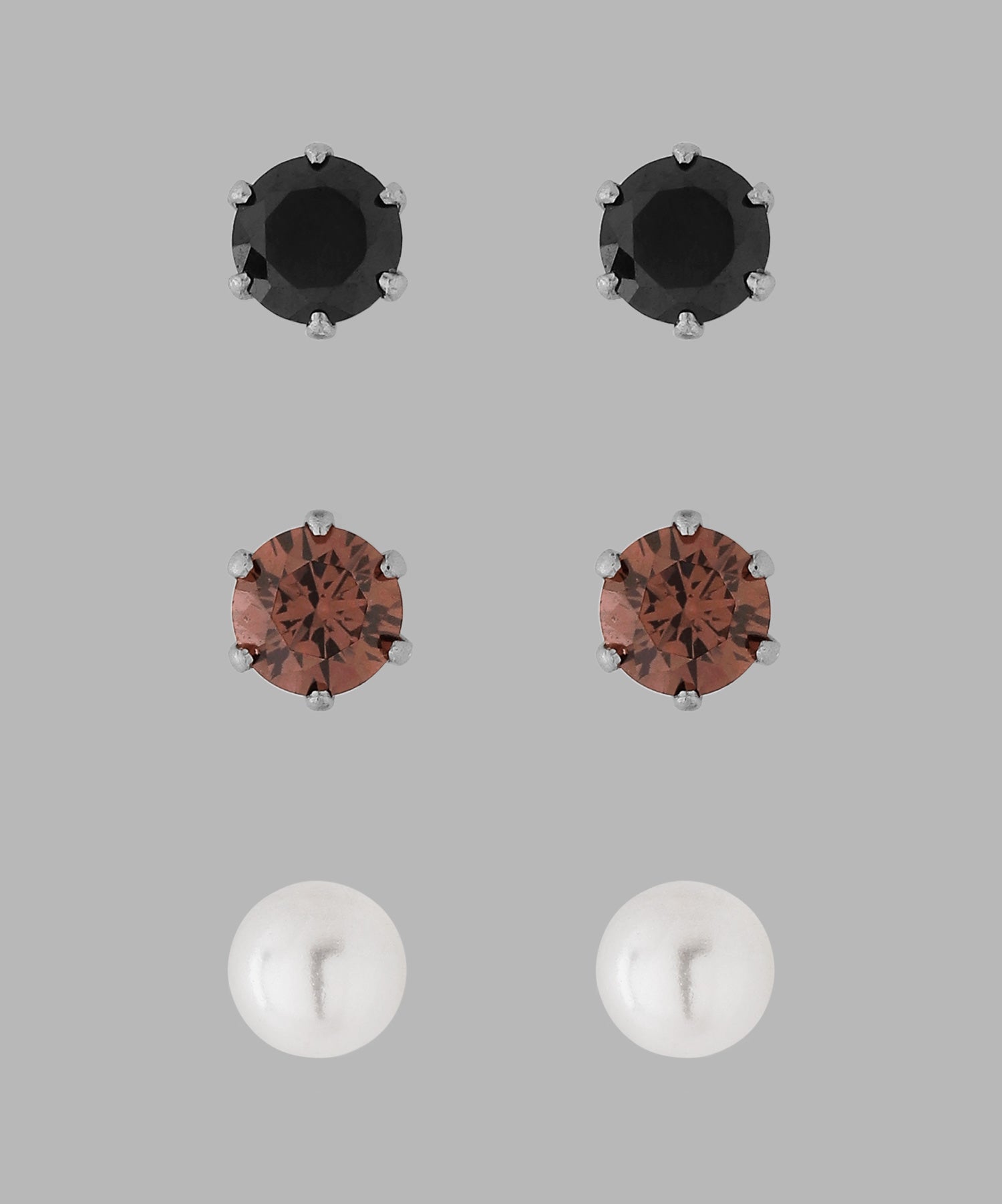 mimi33】【ステンレス】ビジュー×パールピアス[3ペアセット][Basic