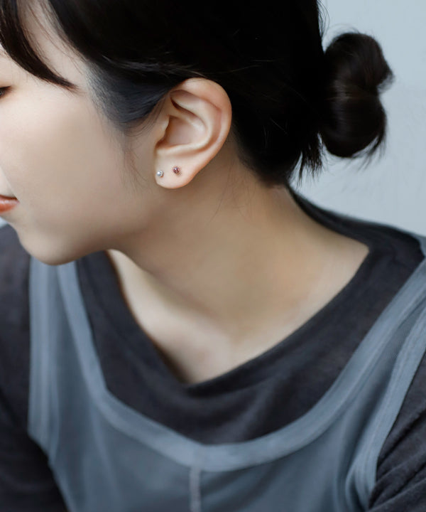 ビジュー×パールピアス[3ペアセット][サージカルステンレス][Basic]