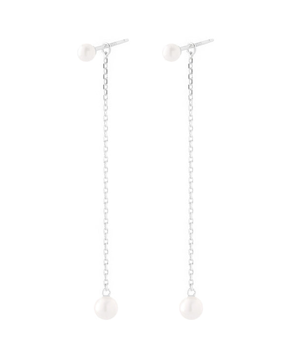パール×チェーン2WAYピアス[silver925][Basic]