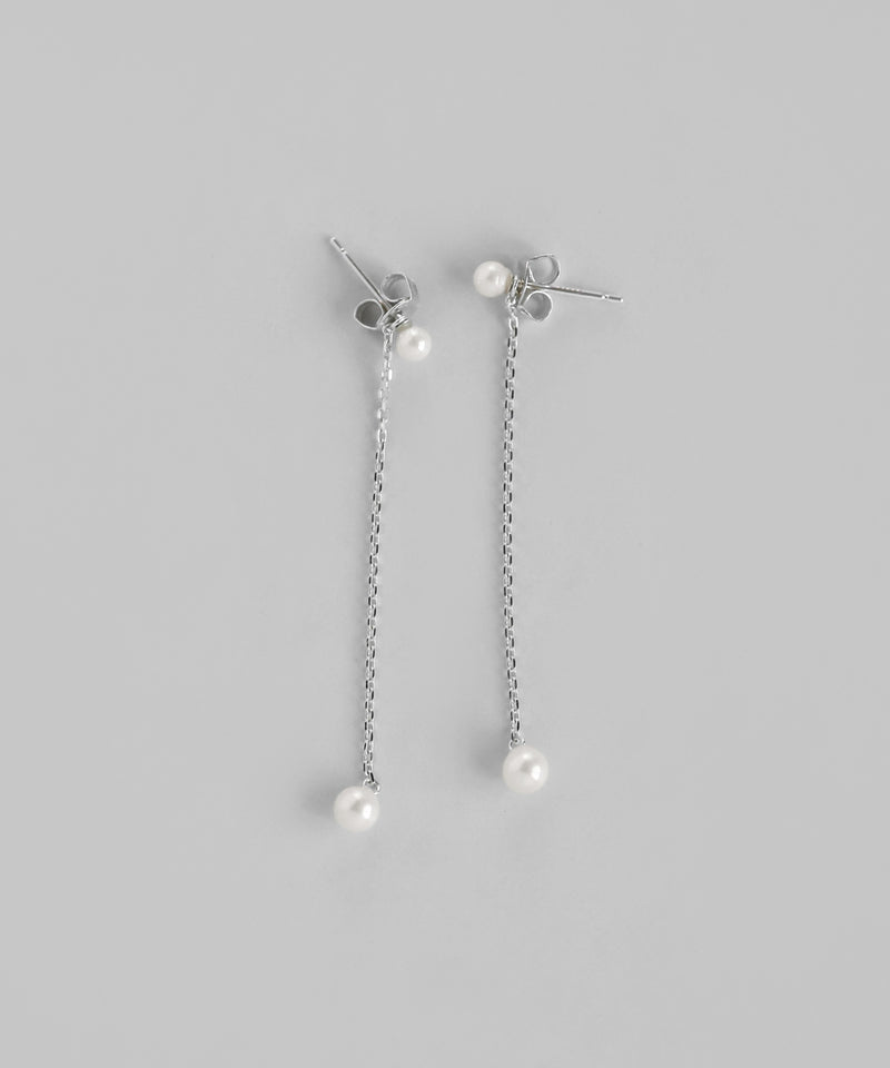 パール×チェーン2WAYピアス[silver925][Basic]