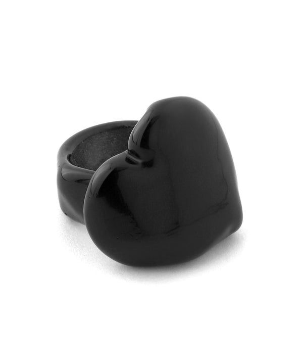 ボリュームハートガラスリング