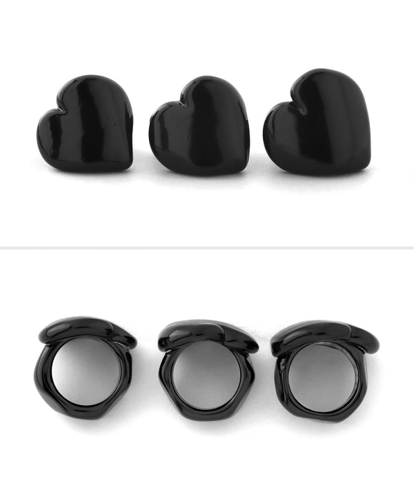 ボリュームハートガラスリング