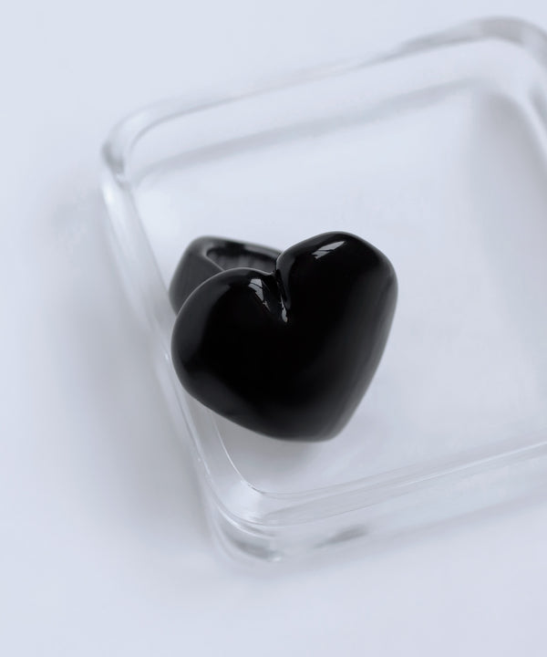 ボリュームハートガラスリング