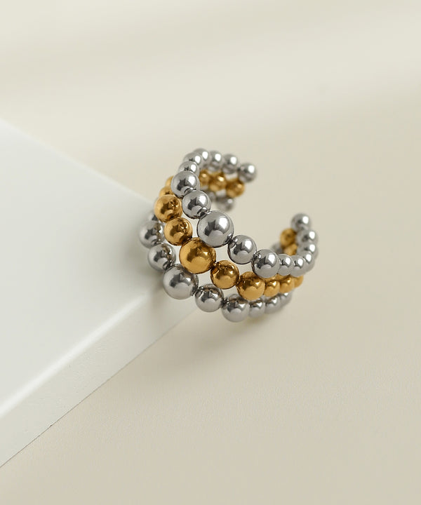 【不鏽鋼】雙色金屬珠戒指