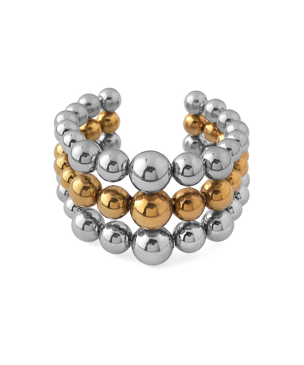 【不鏽鋼】雙色金屬珠戒指