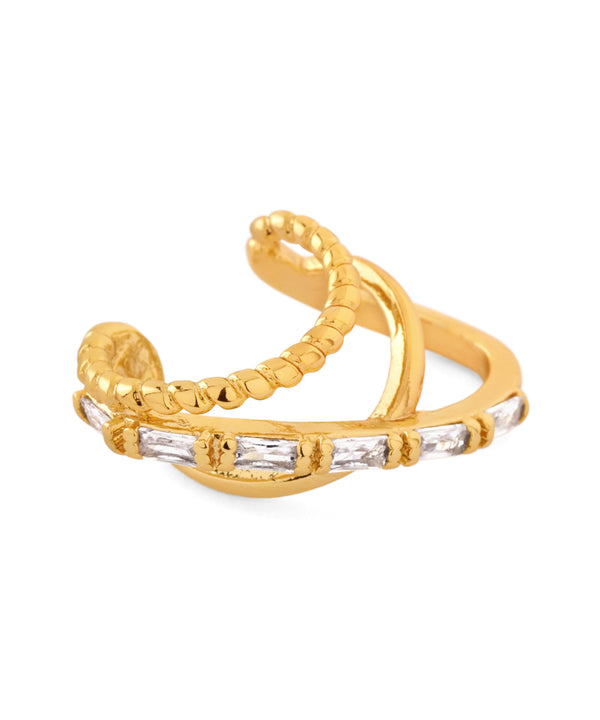 ビジュー×クロスラインイヤーカフ[Sheerchic]