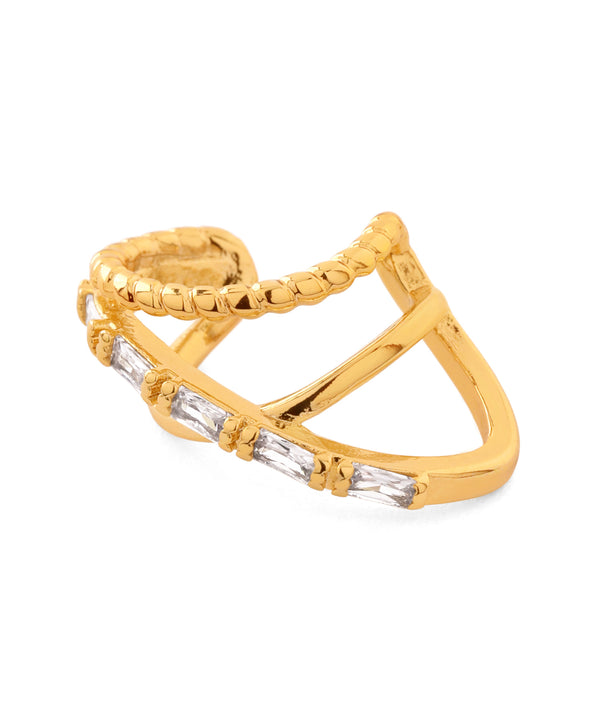 ビジュー×クロスラインイヤーカフ[Sheerchic]