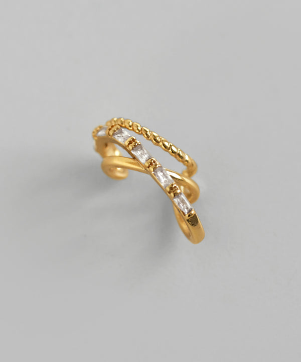 ビジュー×クロスラインイヤーカフ[Sheerchic]