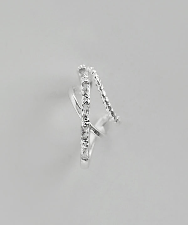 ビジュー×クロスラインイヤーカフ[Sheerchic]