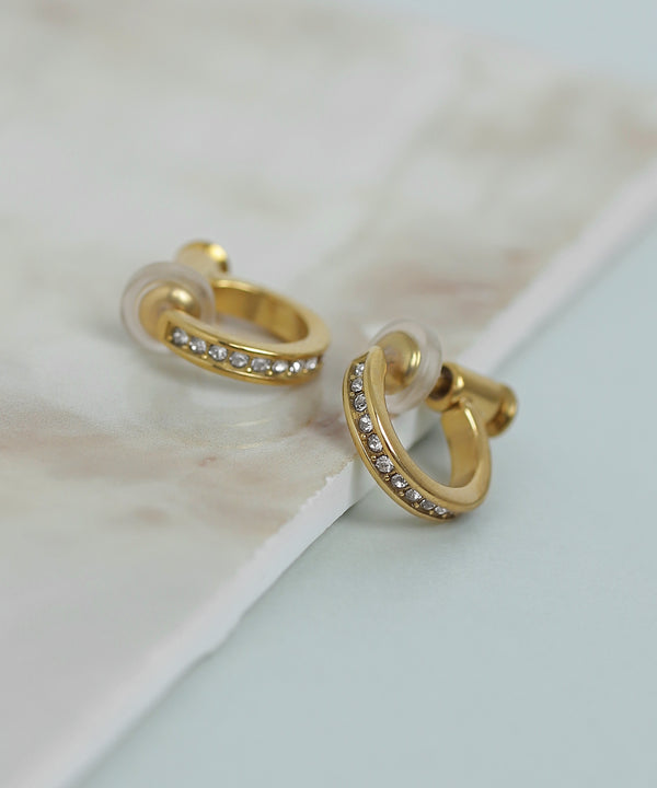 【Stainless Steel】Jeweled Push-In Earrings