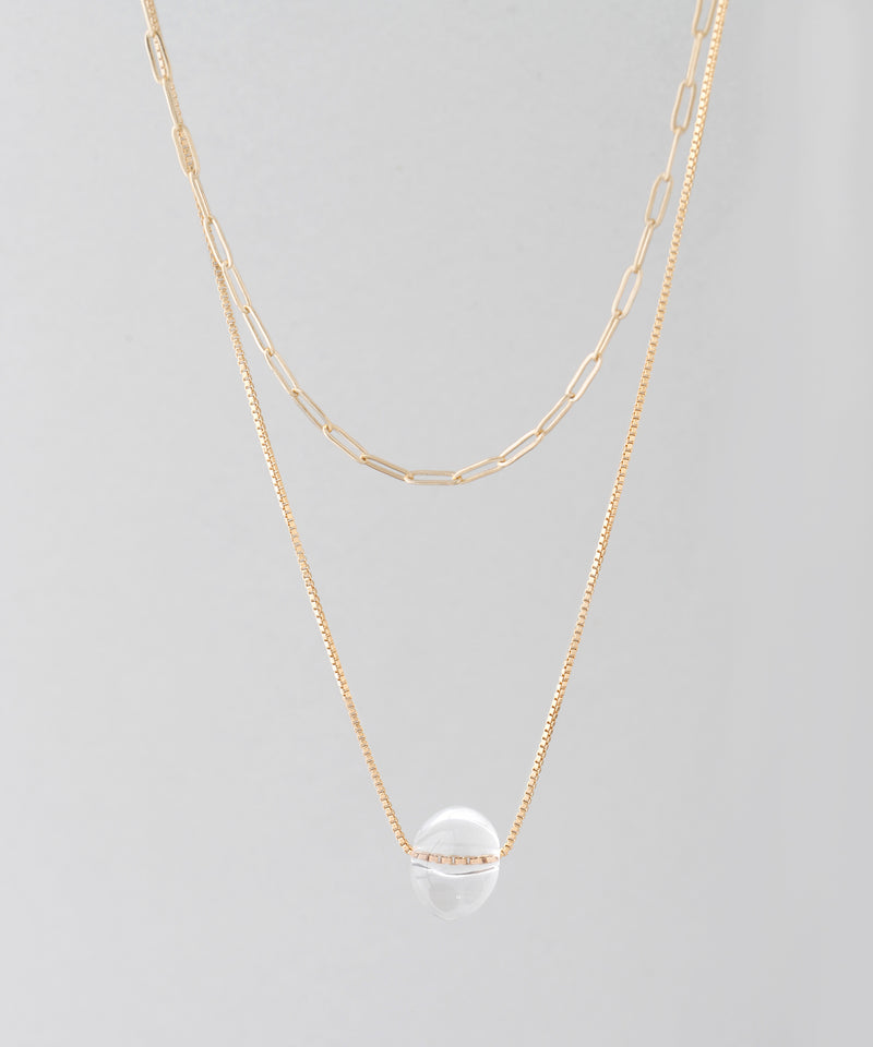 Clear stone chain necklace (set of 2)