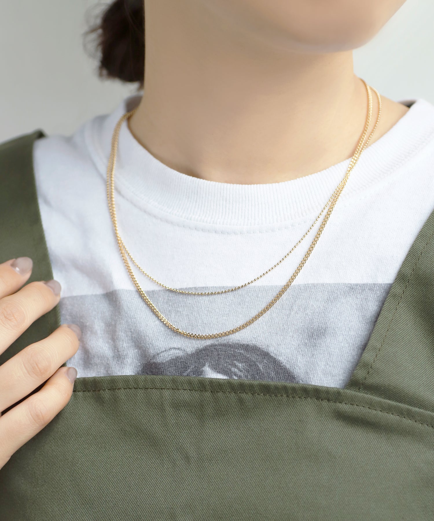 ゴールド ダブルチェーンネックレス Lace Ladies ネックレス ダブルチェーンネックレス レディース