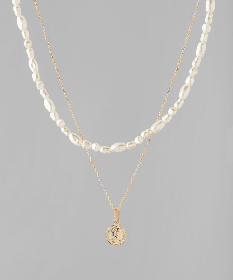 Baroque Pearl and Coin Necklace (Set of 2)