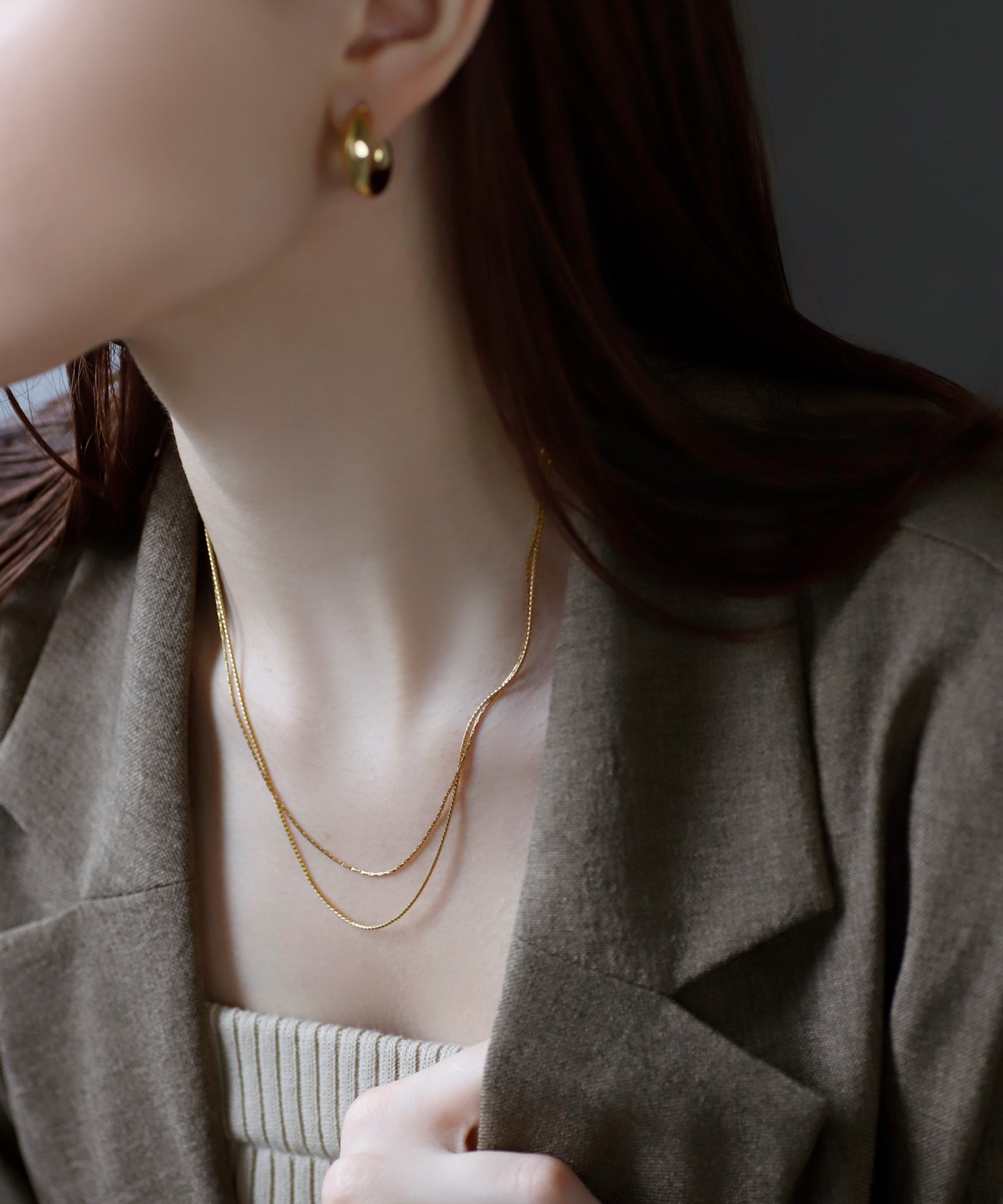 mimi33】【ステンレス】2連チェーンネックレス[Basic]｜アネモネ