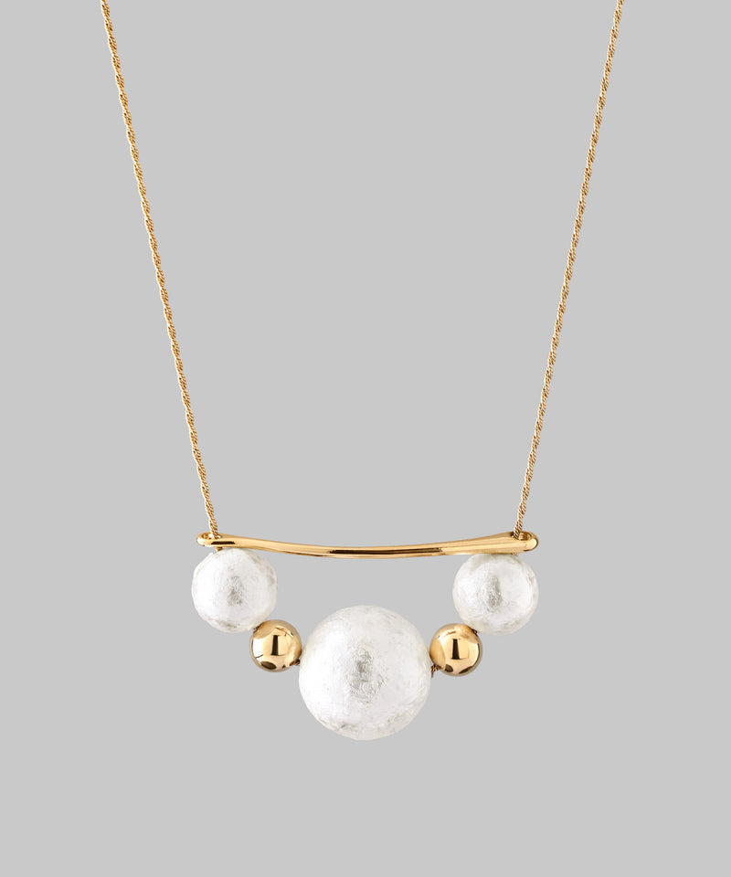 Metal x Cotton Pearl Necklace