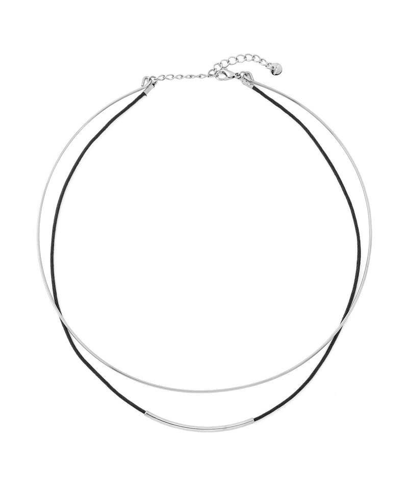 Metal line x cord necklace