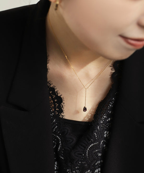 ドロップビジューY字ネックレス[ステンレス][Sheerchic]