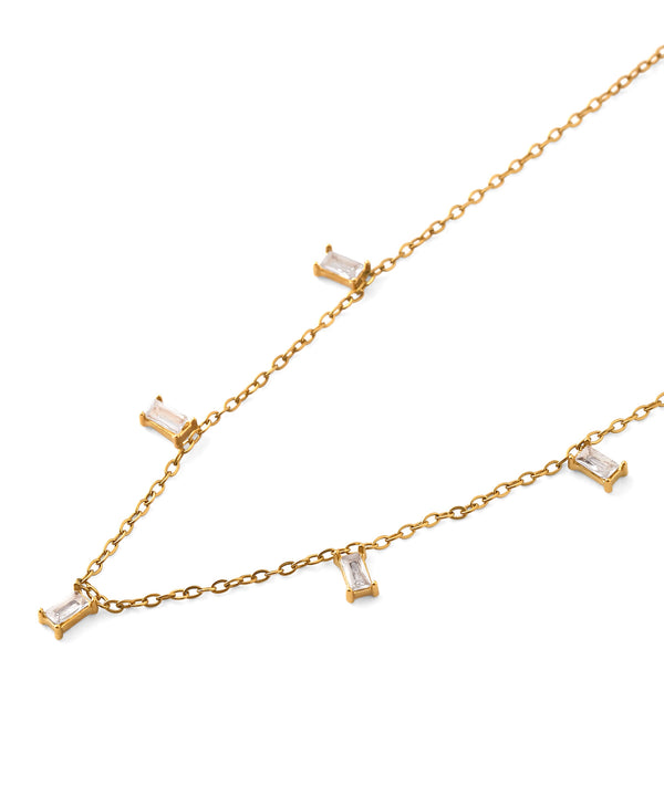 【ステンレス】スクエアビジューネックレス