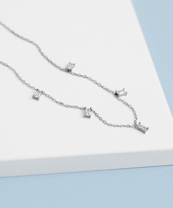 【ステンレス】スクエアビジューネックレス