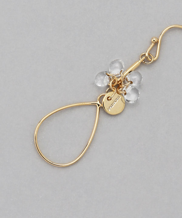 Stranded clear bead drop hook earrings [A]