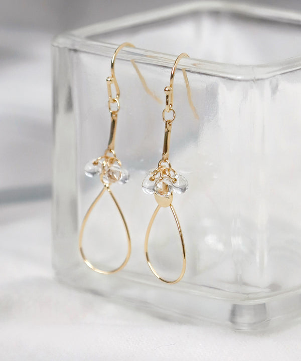 Stranded clear bead drop hook earrings [A]