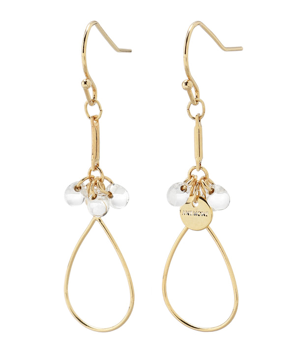 Stranded clear bead drop hook earrings [A]