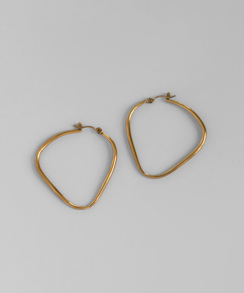 Nuance Line Hoop Earrings [Stainless Steel] [Ownideal]