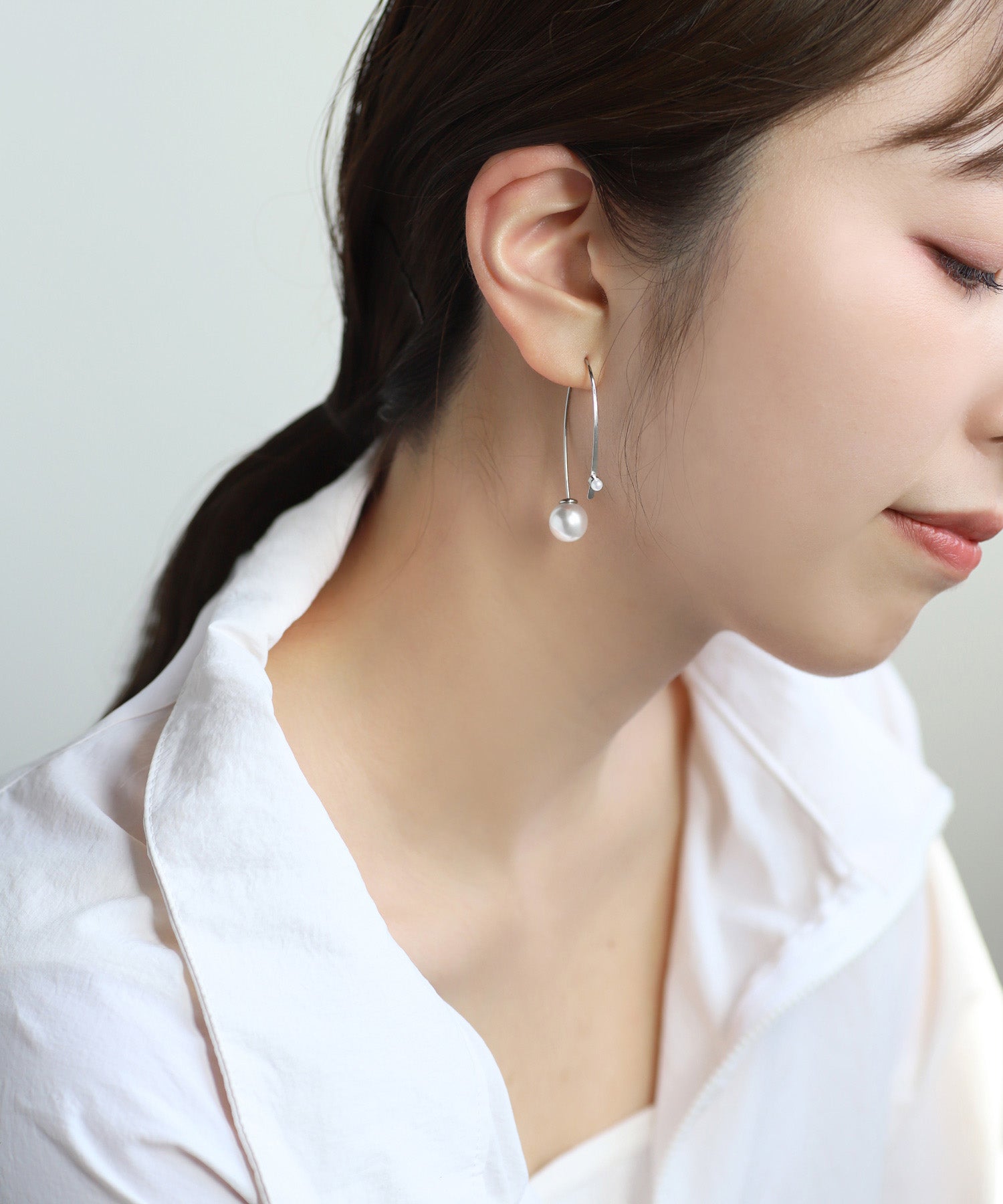 mimi33】パールバックキャッチピアス[ステンレス][Sheerchic